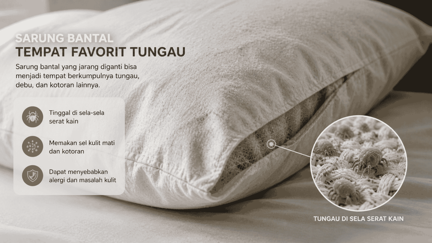 sela sarung bantal sarang tungau