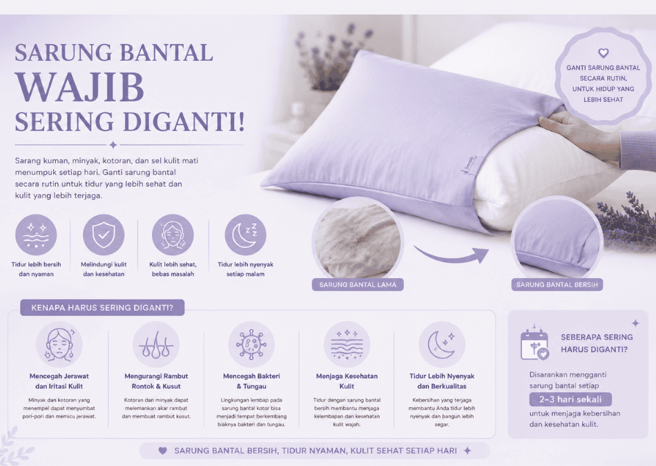 sarung bantal wajib sering diganti