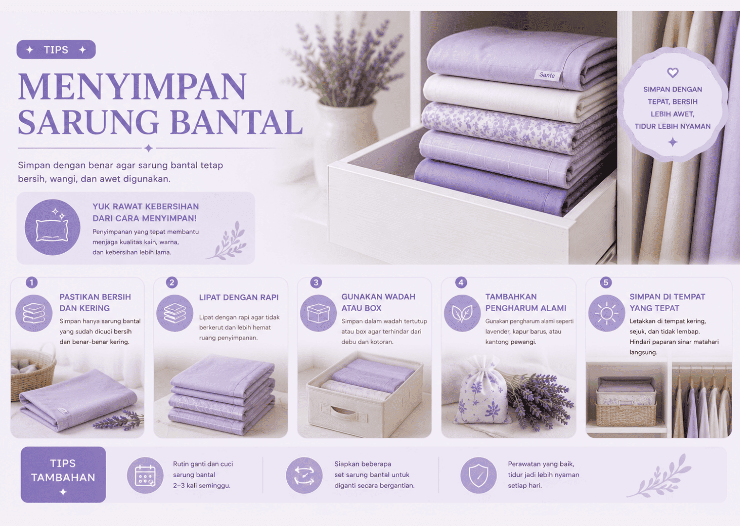 tips menyimpan sarung bantal