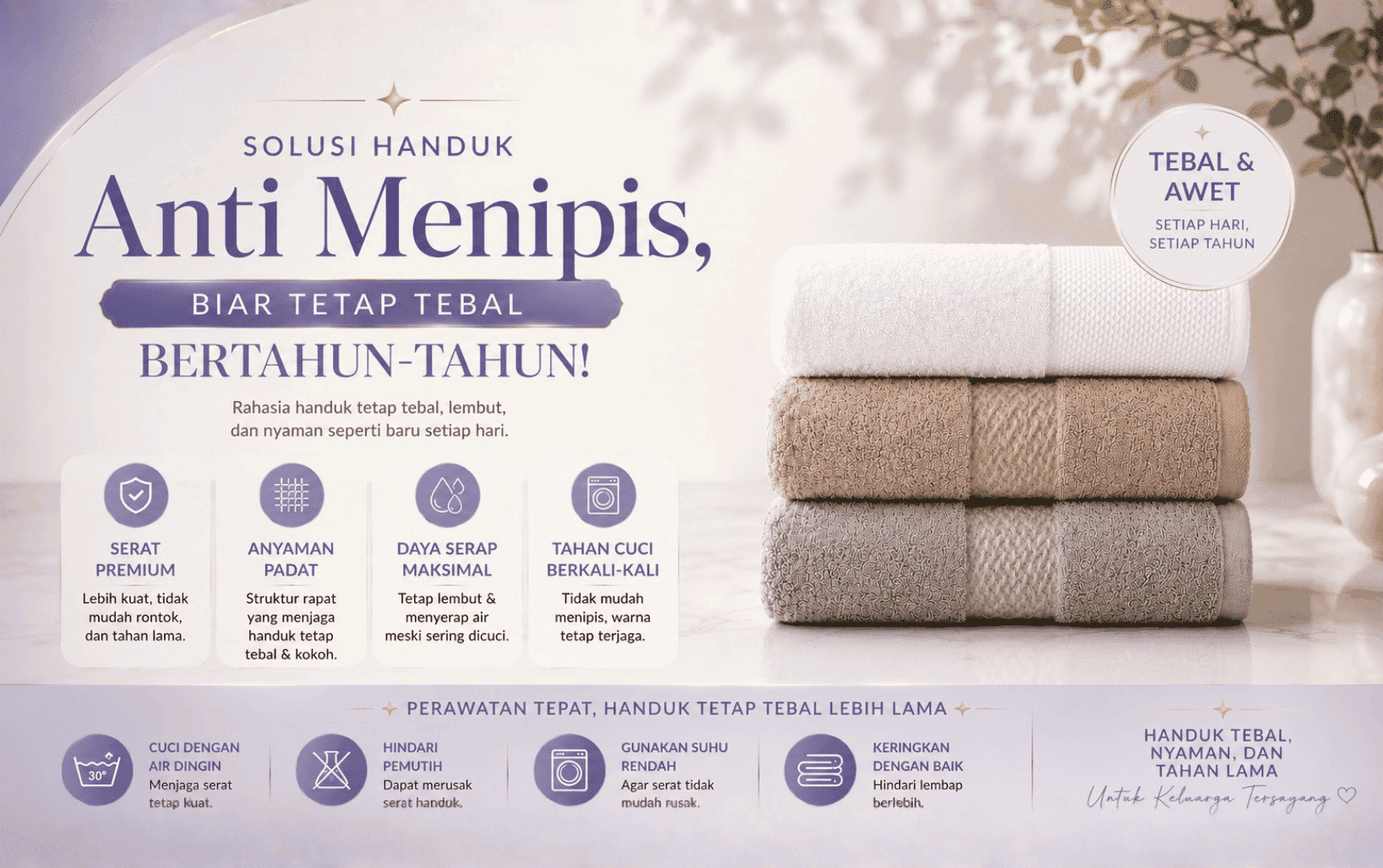 solusi handuk anti menipis