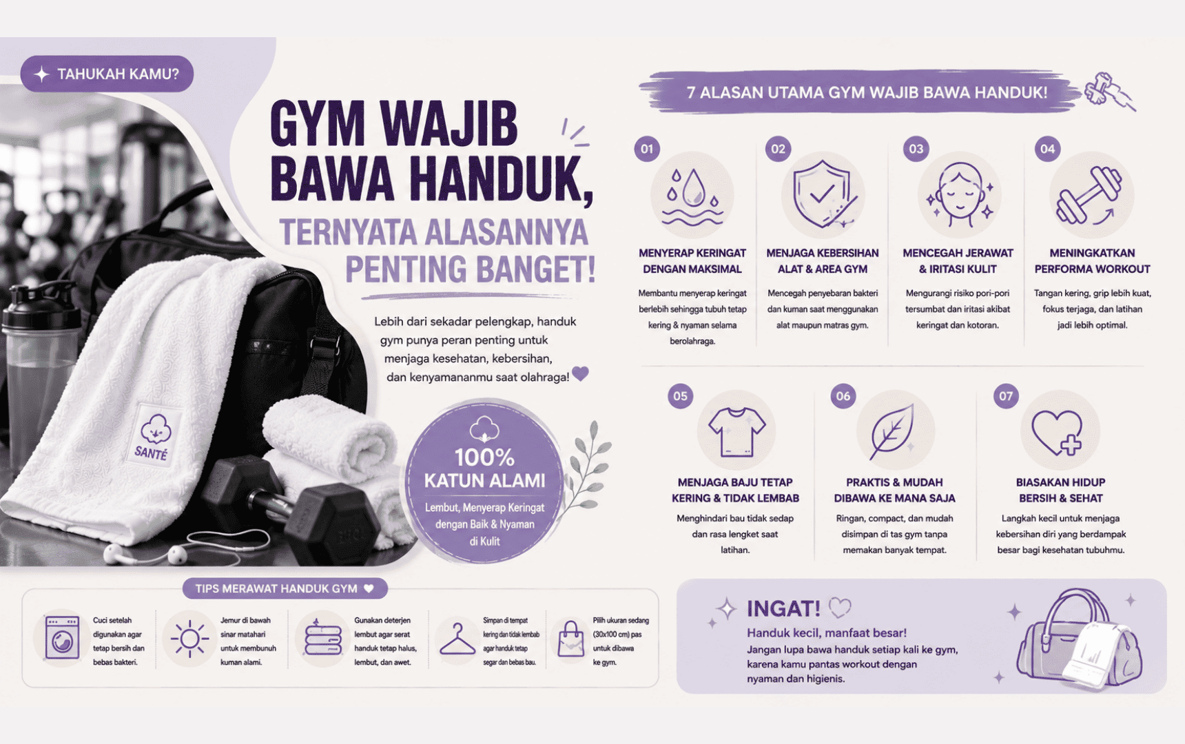 gym wajib bawa handuk
