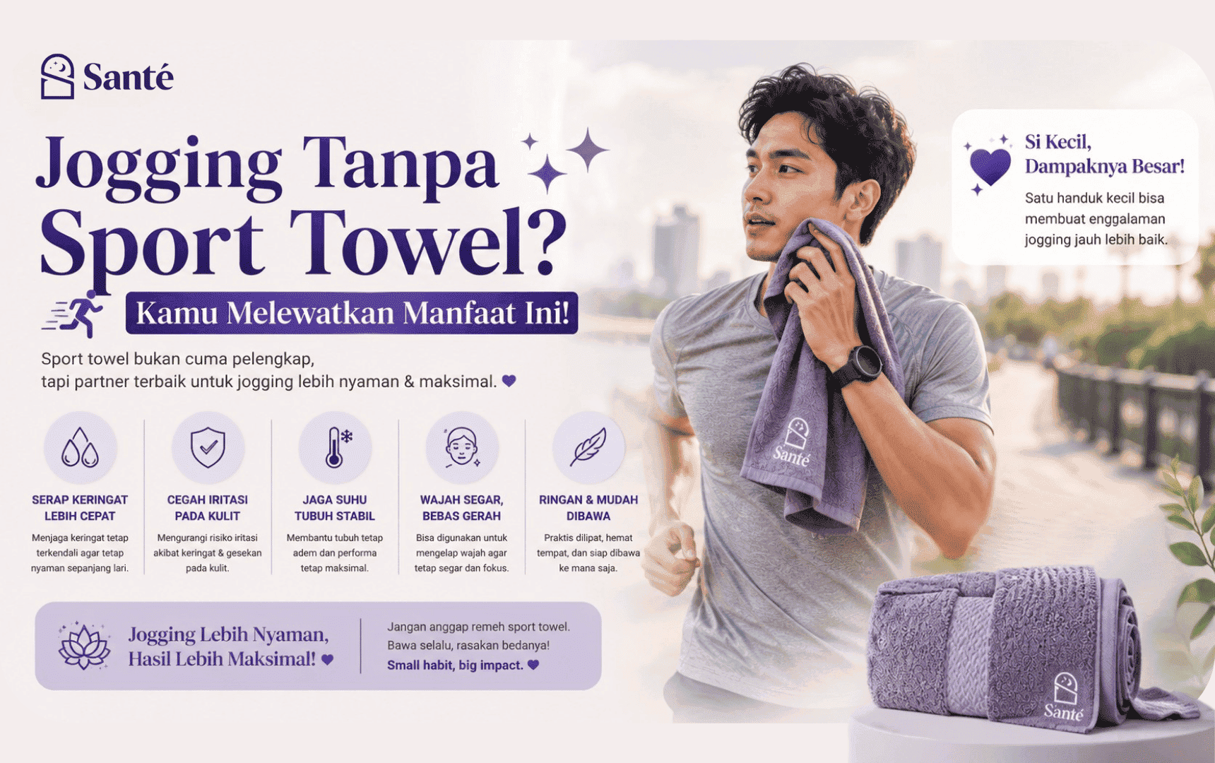 ini dia manfaat jogging bawa sport towel