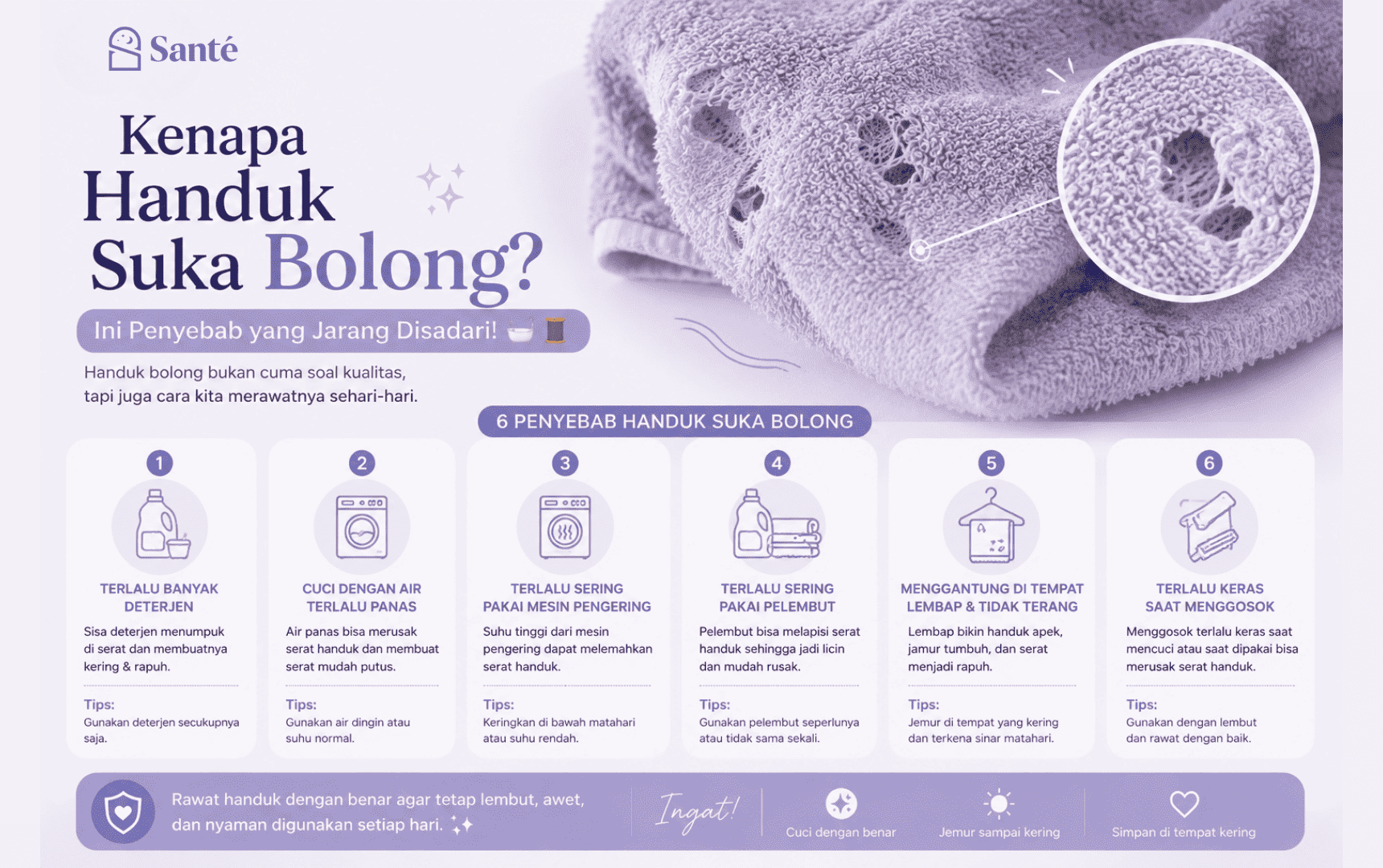 kenapa handuk suka bolong