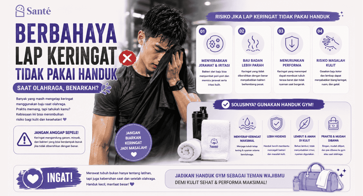 lap keringat tidak pakai handuk