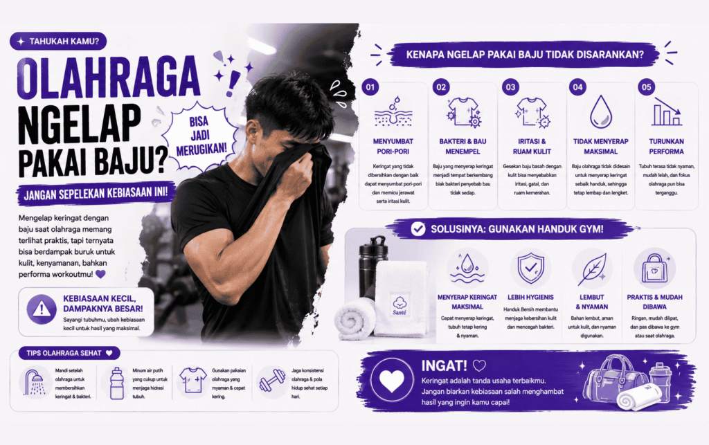 olahraga ngelap pakai baju