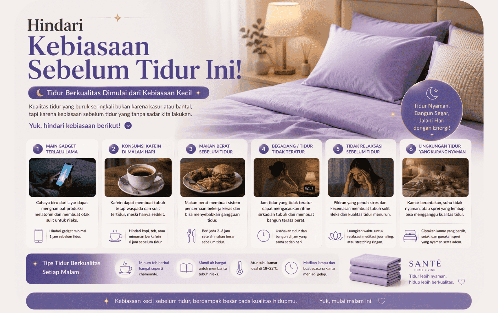 hindari kebiasaan sebelum tidur