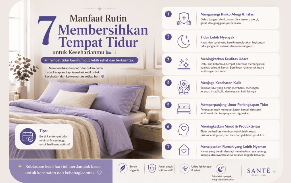 7 Manfaat Rutin Membersihkan Tempat Tidur untuk Keseharianmu 🛏️✨