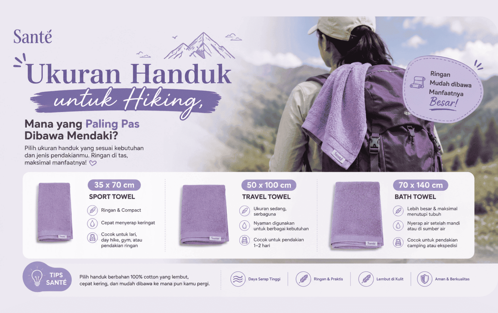Ukuran Handuk untuk Hiking, Mana yang Paling Pas Dibawa Mendaki?
