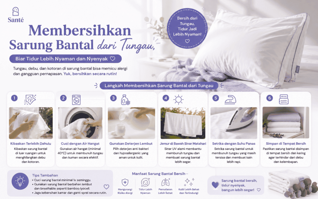 Membersihkan Sarung Bantal dari Tungau, Biar Tidur Lebih Nyaman dan Bersih!