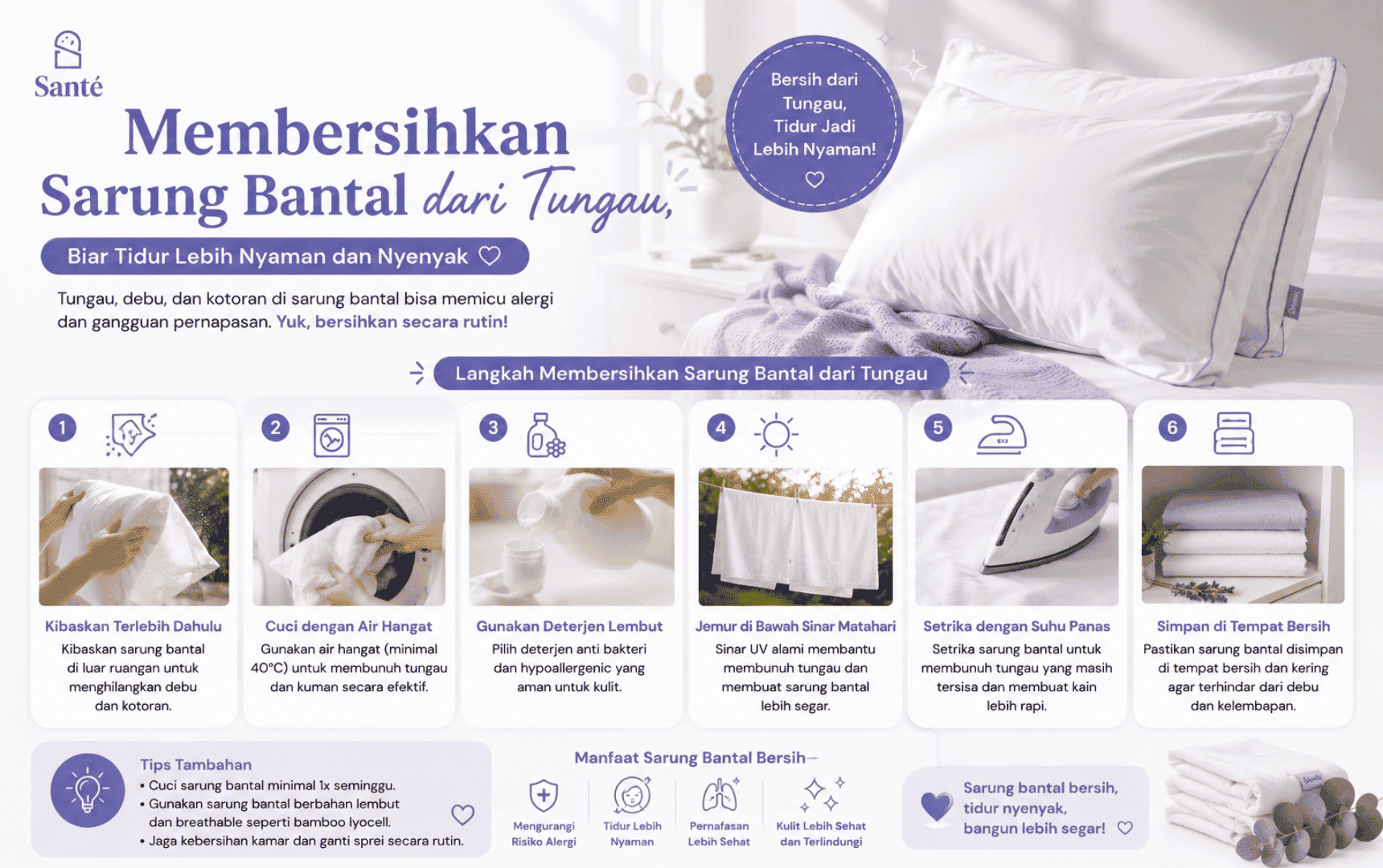 Membersihkan Sarung Bantal dari Tungau, Biar Tidur Lebih Nyaman dan Bersih!