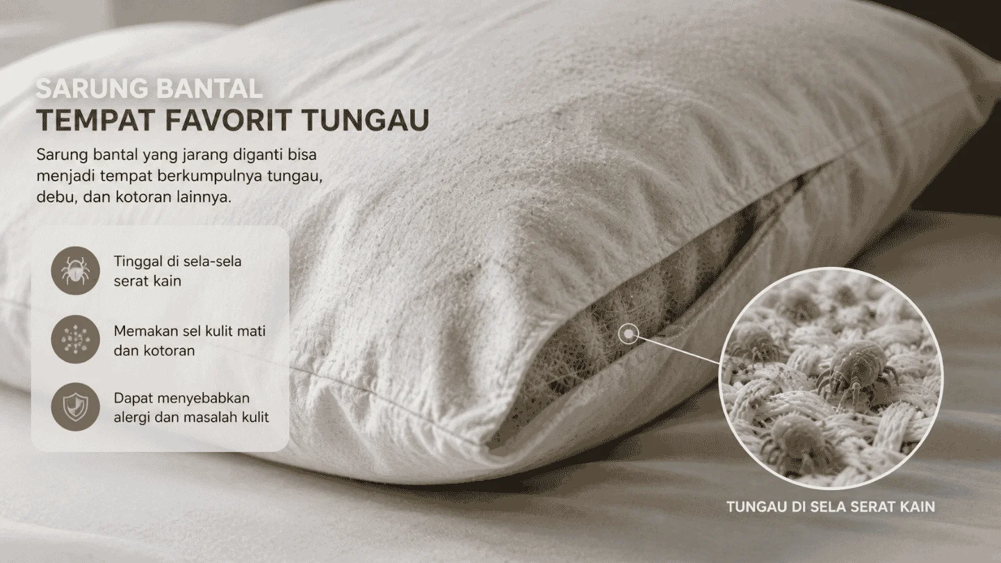 sela sarung bantal sarang tungau
