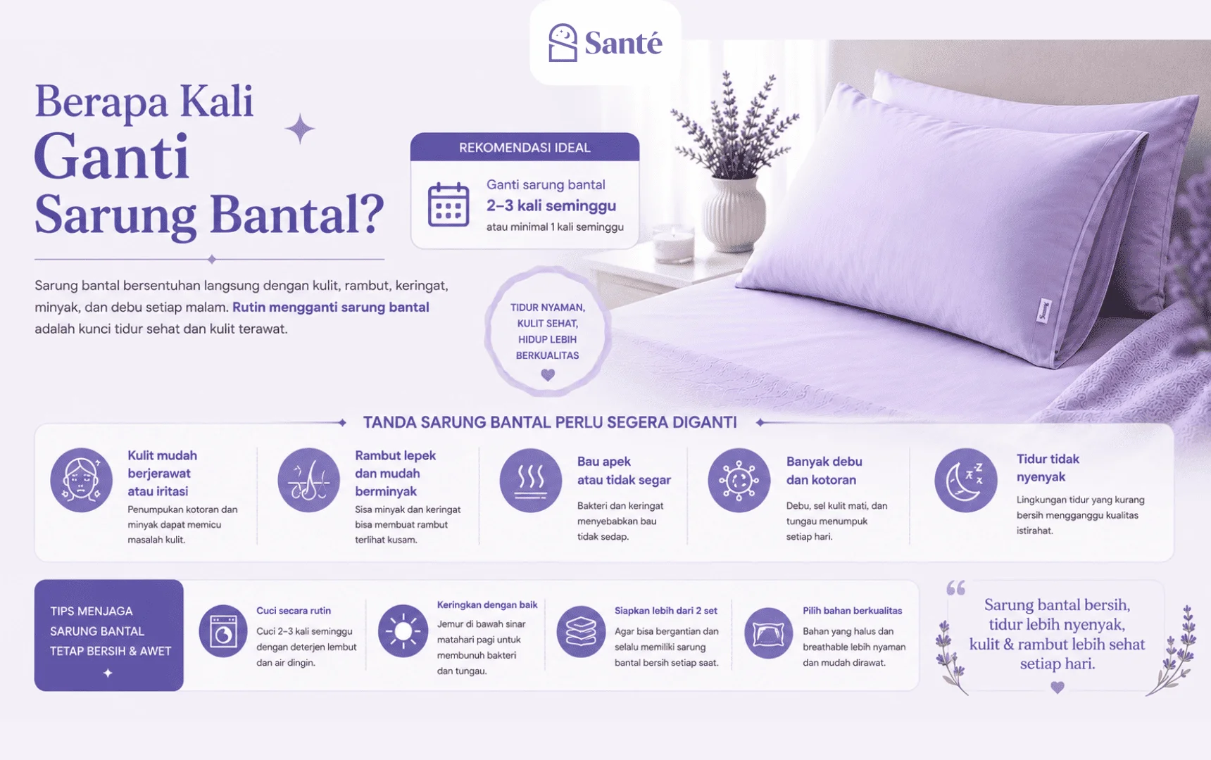 berapa kali ganti sarung bantal