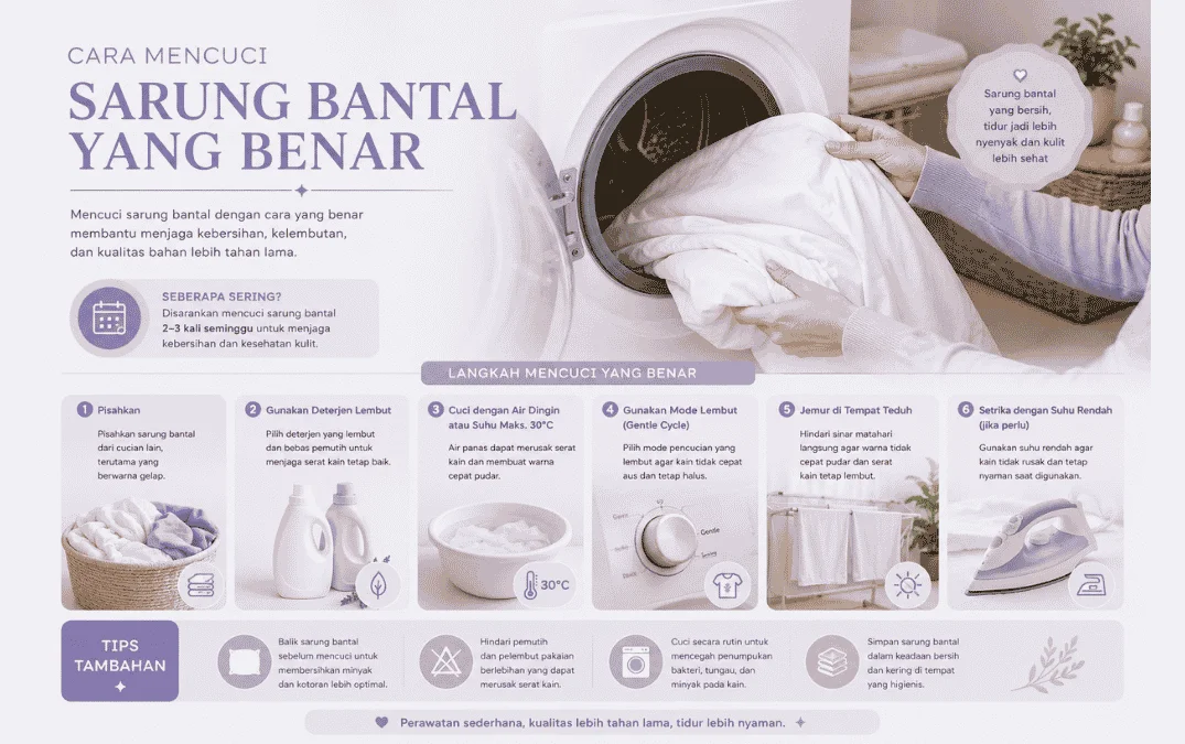 mencuci sarung bantal yang benar