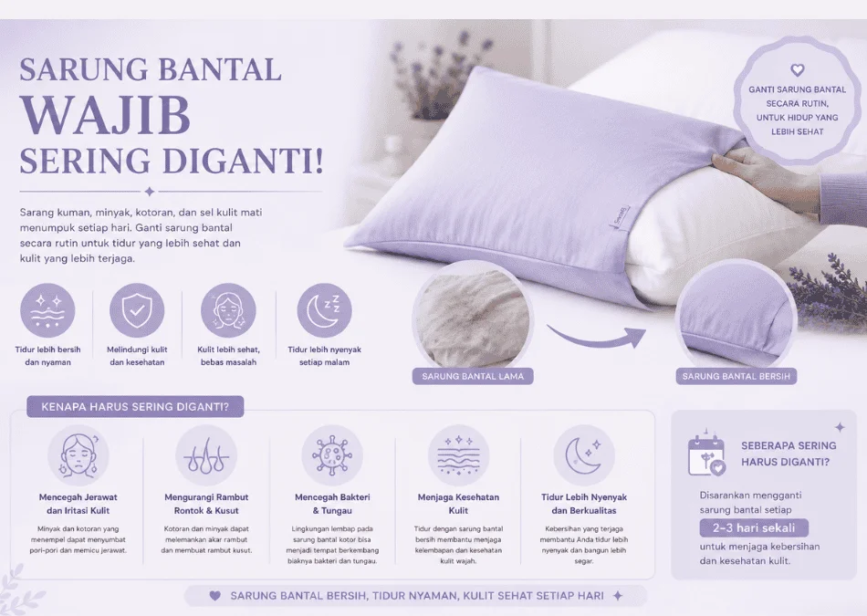 sarung bantal wajib sering diganti