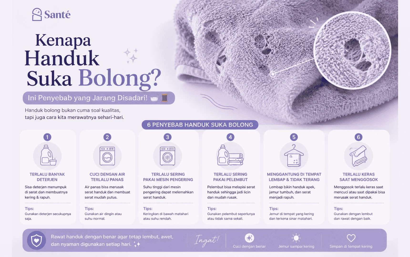 kenapa handuk suka bolong