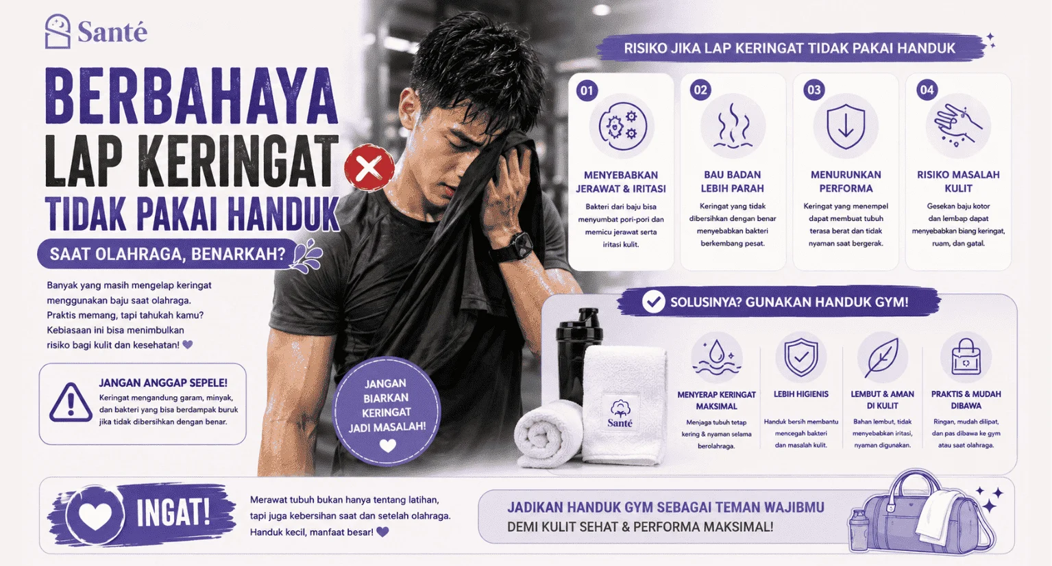 lap keringat tidak pakai handuk