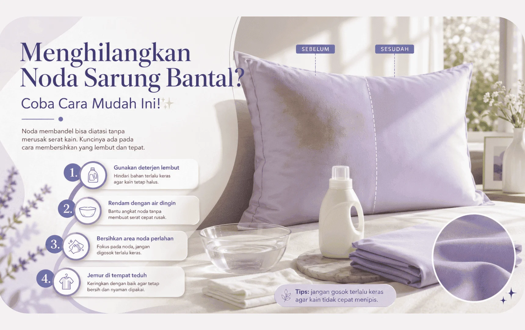 Menghilangkan Noda Sarung Bantal? Coba Cara Mudah Ini!✨