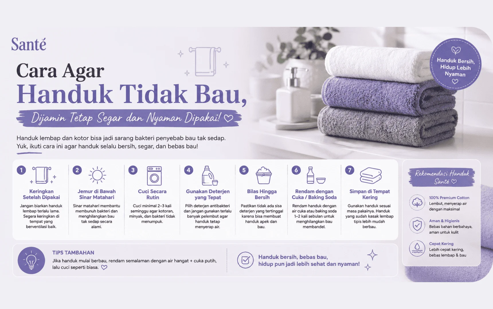 cara agar handuk tidak bau