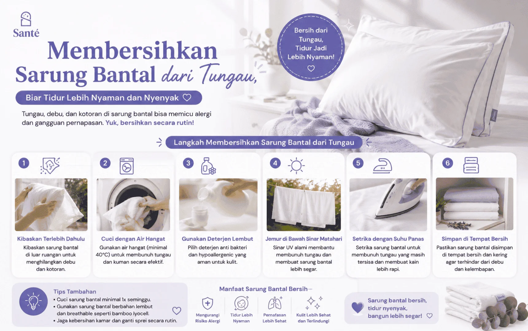 Membersihkan Sarung Bantal dari Tungau, Biar Tidur Lebih Nyaman dan Bersih!